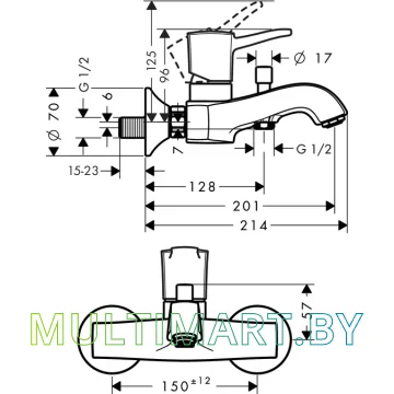 Смеситель Hansgrohe Metropol Classic 31340090 (хром/золото) картинка 2